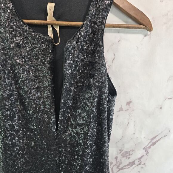 Bailey 44 Dress Womens Medium Black Sequin Stretch Mini Short Tank Zip Front - Picture 9 of 11